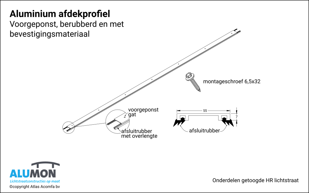 Alumon HR lichtstraat afdekprofiel