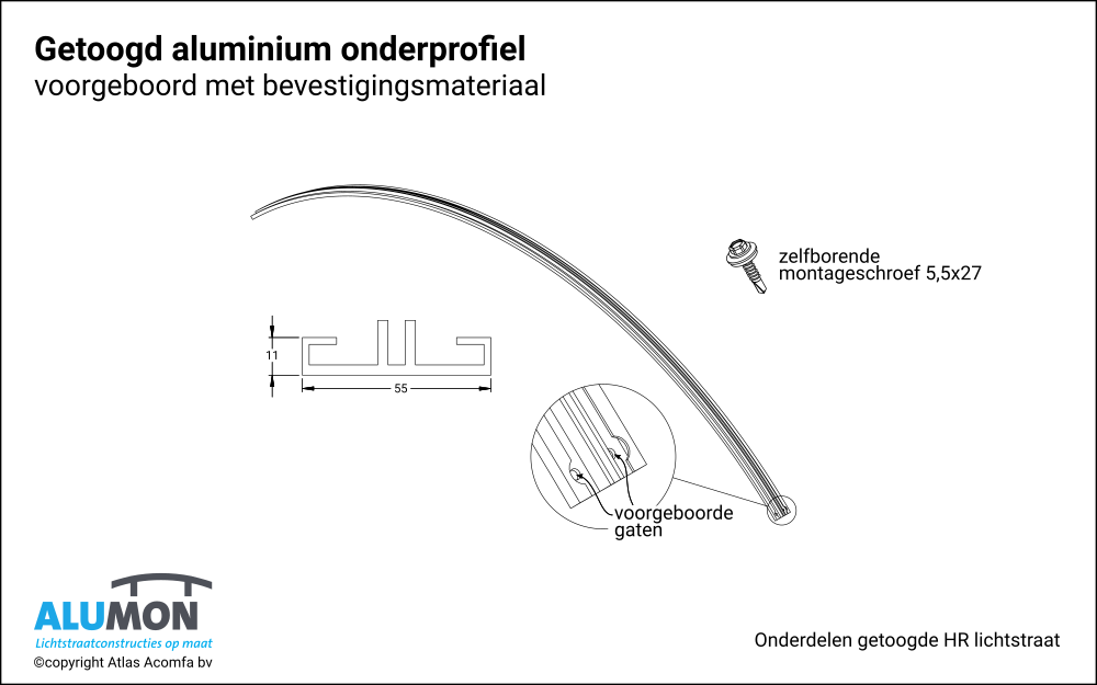 Alumon HR lichtstraat onderprofiel