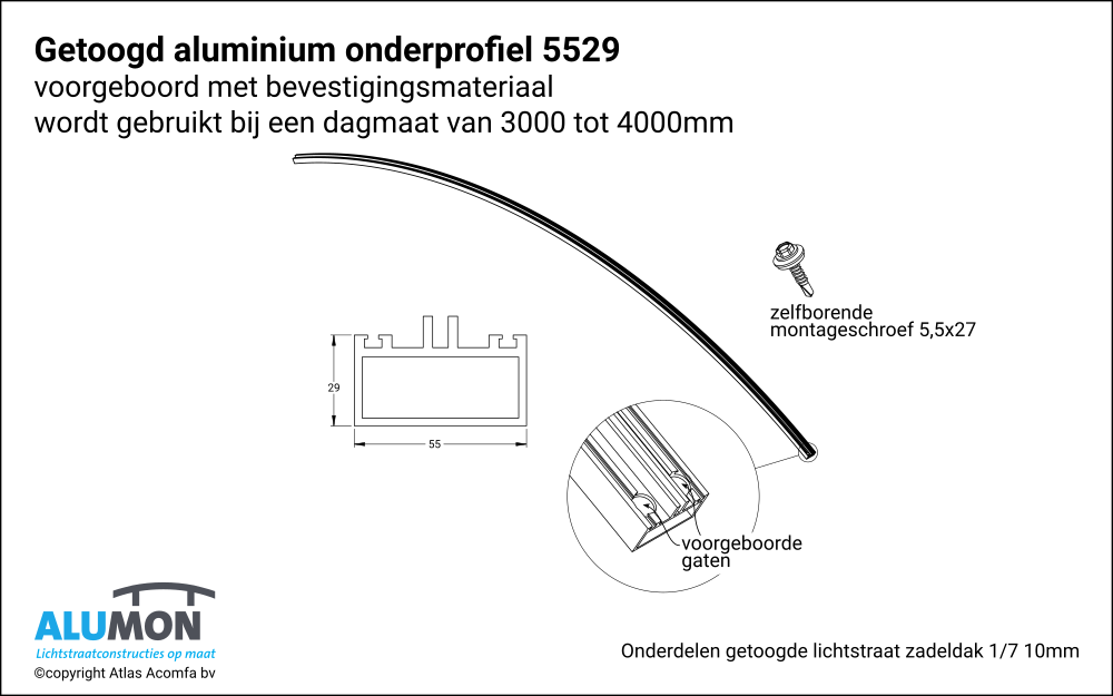 Alumon lichtstraat getoogd zadeldak onderprofiel 5529 1 7