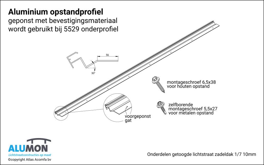 Alumon lichtstraat getoogd zadeldak opstandprofiel 5529 1 7