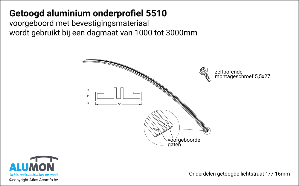 Alumon Lichtstraat Onderprofiel 5510