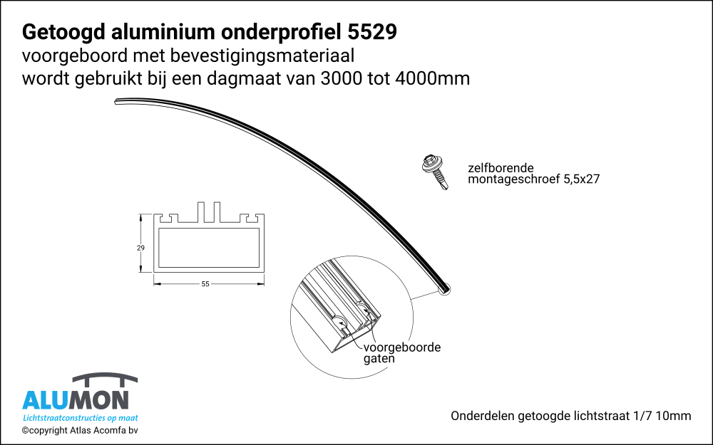 Alumon Lichtstraat Onderprofiel 5529