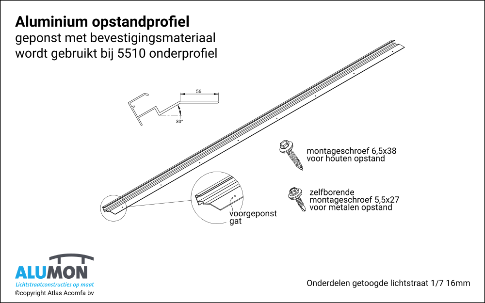 Alumon Lichtstraat Opstandprofiel 5510