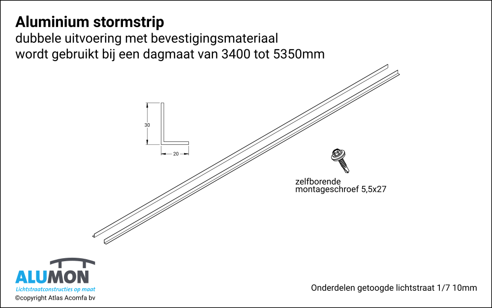 Alumon Lichtstraat Stormstrip Dubbel