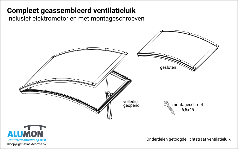 Alumon lichtstraat ventilatieluik onderdelen uitleg