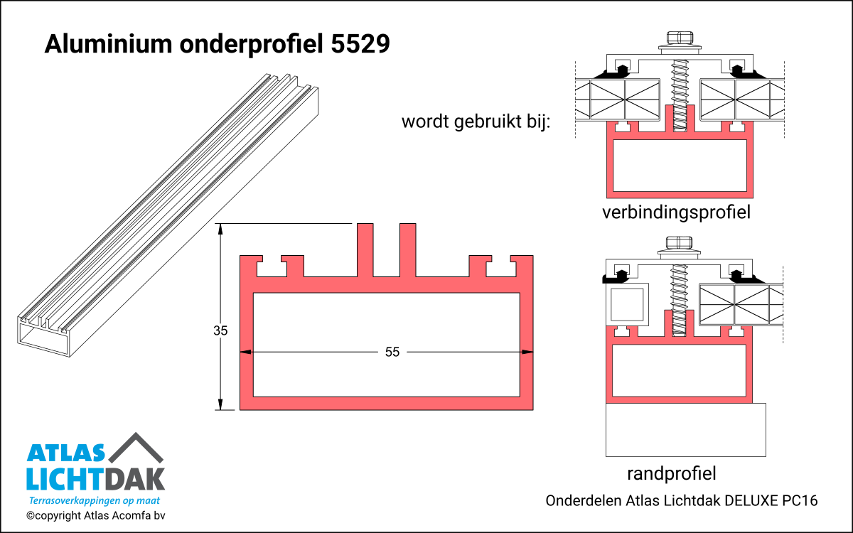 nderprofiel 5529 16mm Atlas Lichtdak Deluxe