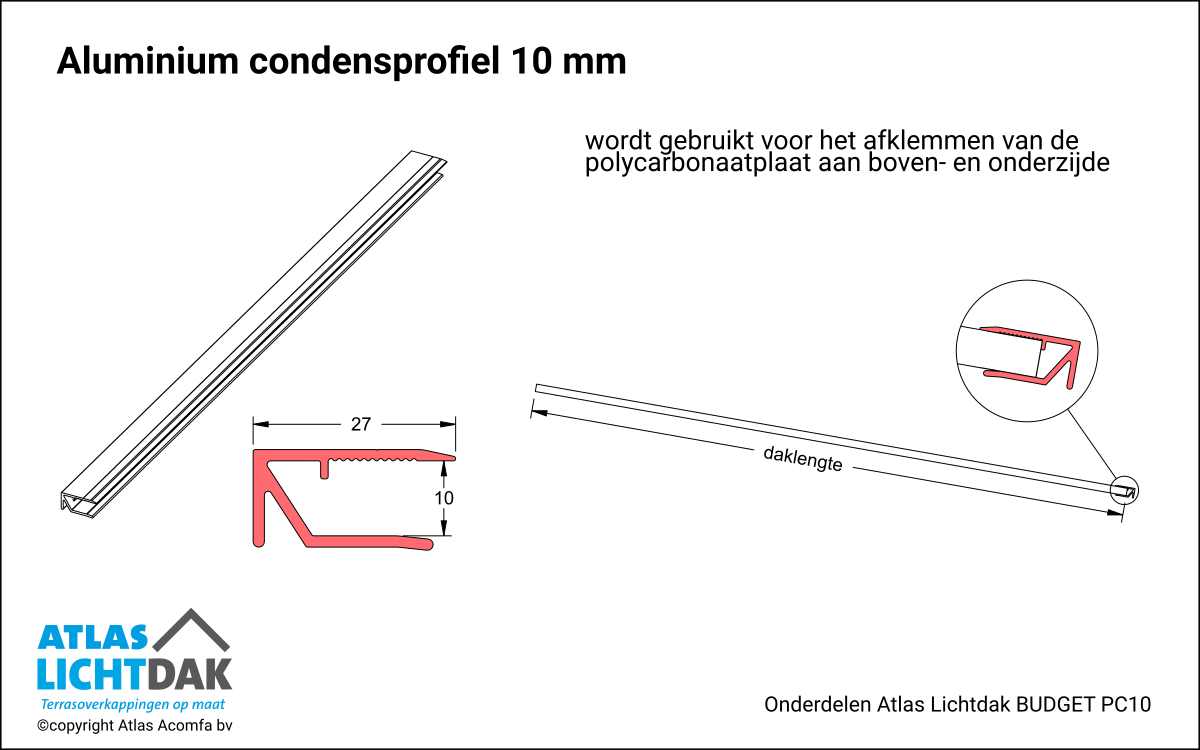 Condensprofiel 10mm Atlas Lichtdak Budget