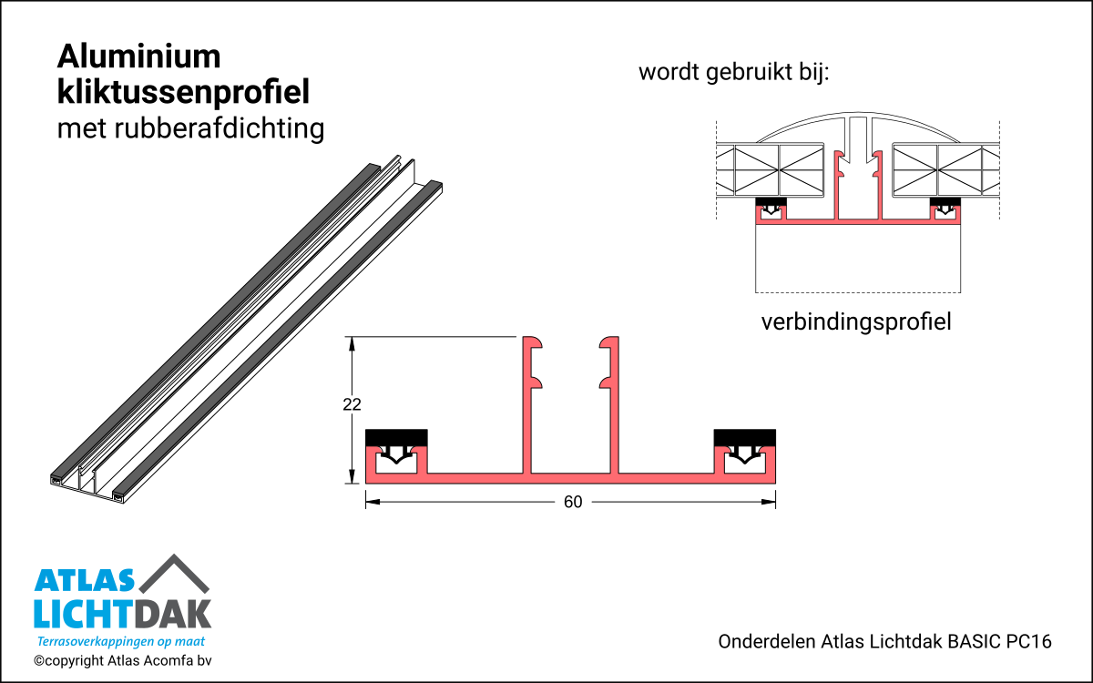 Klikverbinding 16mm Atlas Lichtdak Basic