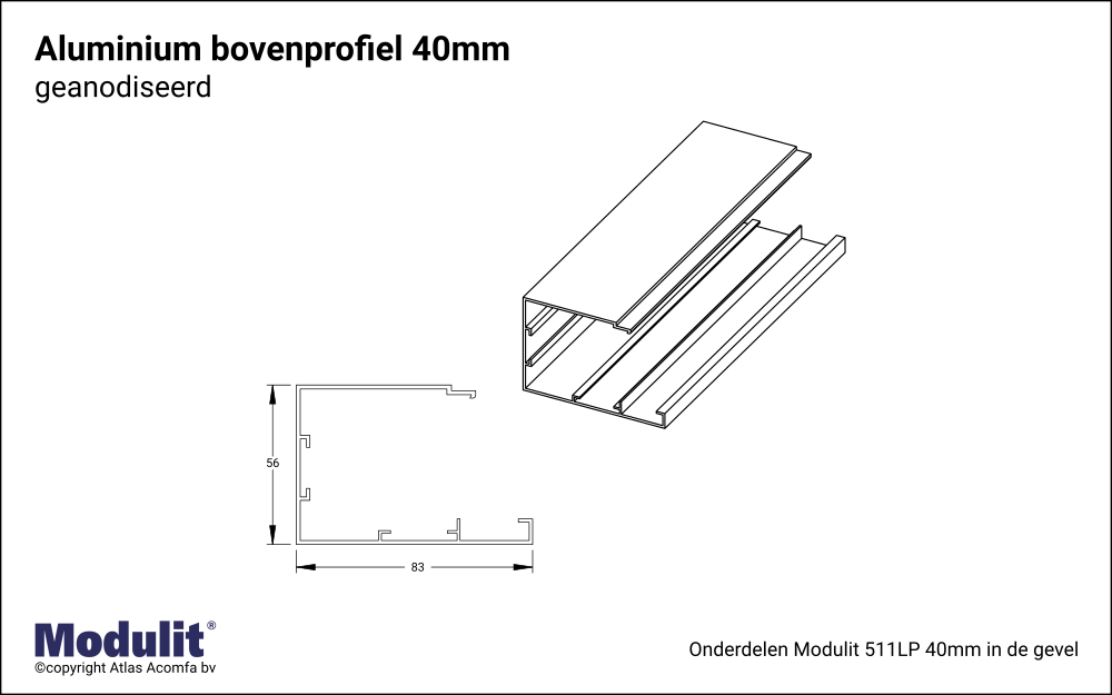 Modulit Bovenprofiel 40mm