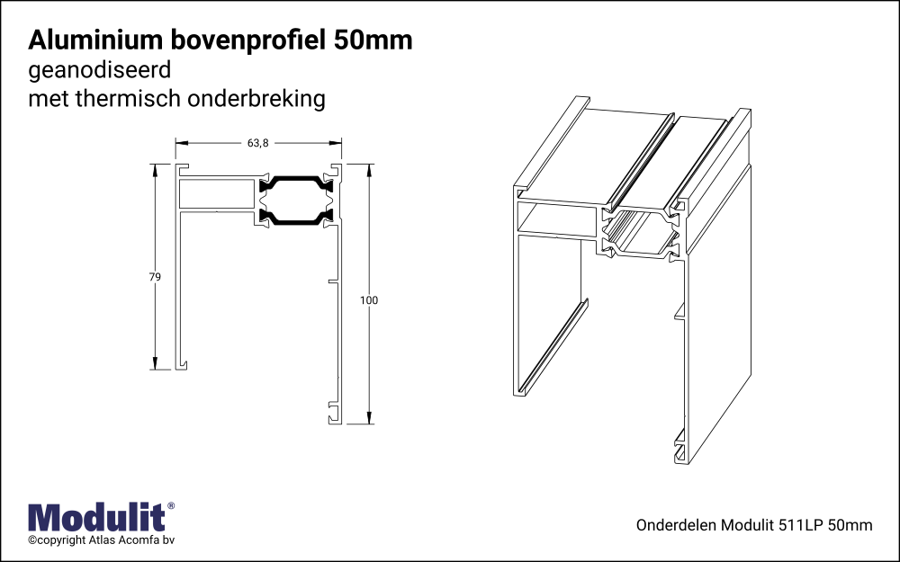 Modulit Bovenprofiel ISO 50mm