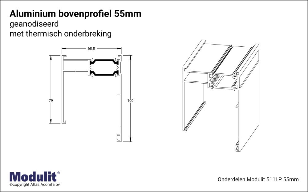 Modulit Bovenprofiel ISO 55mm