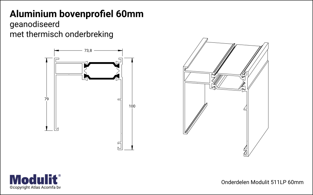 Modulit Bovenprofiel ISO 60mm