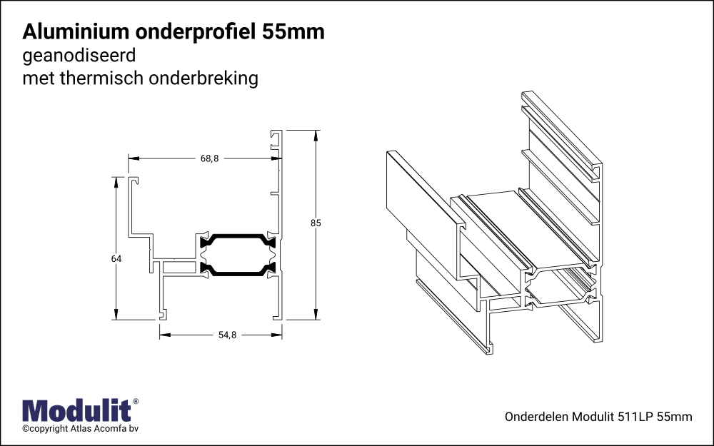 Modulit Onderprofiel ISO 55mm