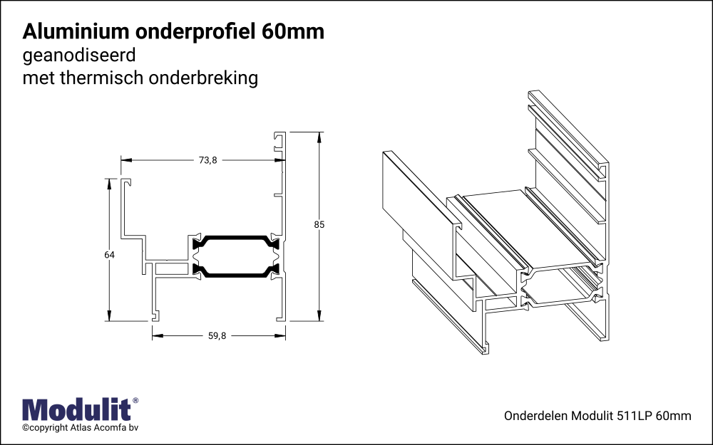 Modulit Onderprofiel ISO 60mm