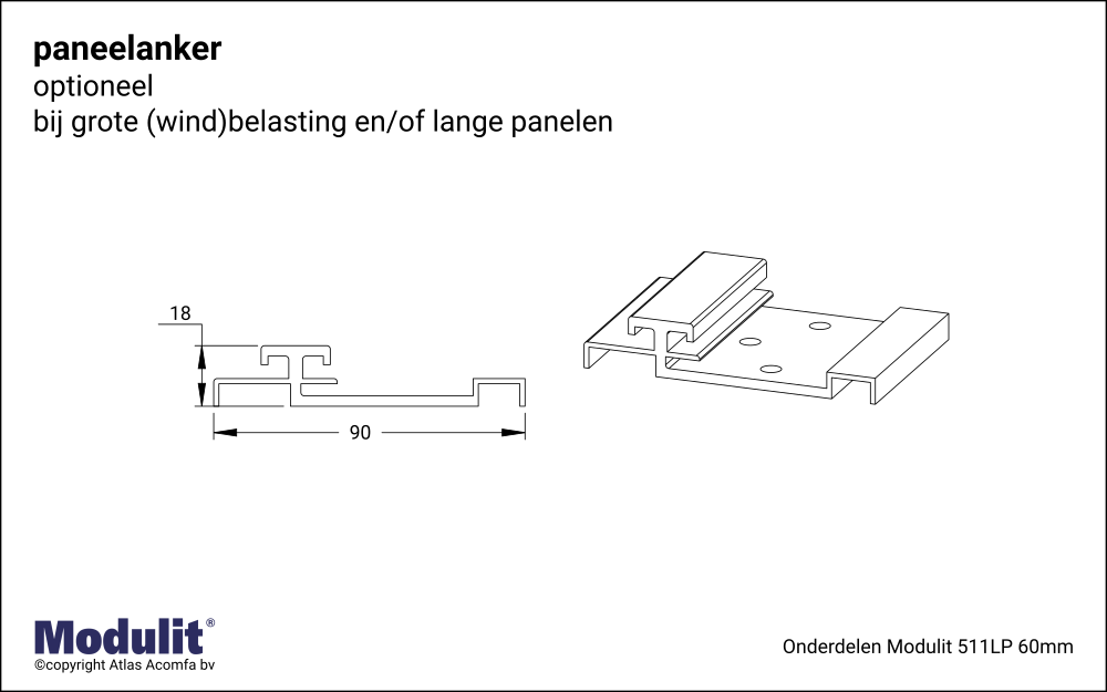 Modulit Paneelanker ISO 60mm