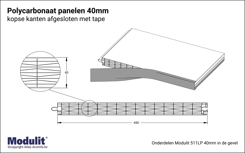 Modulit Polycarbonaat Paneel 40mm
