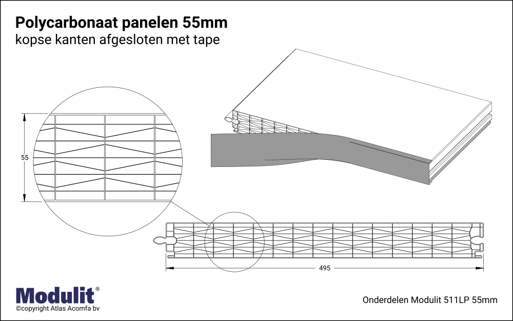 Modulit Polycarbonaat Panelen 55mm