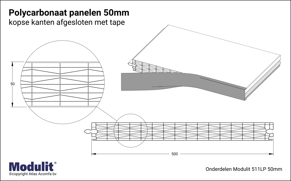 Modulit Polycarbonaat Panelen ISO 50mm