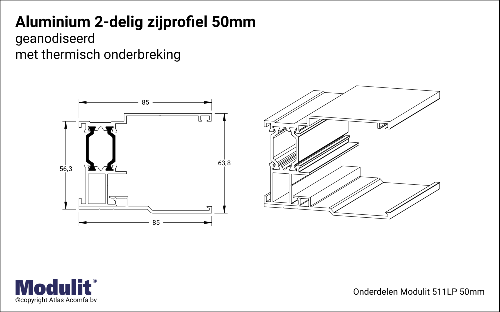 Modulit Zijprofiel ISO 50mm