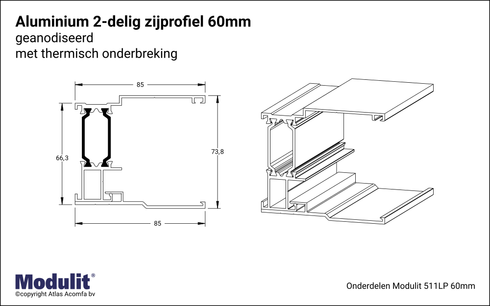 Modulit Zijprofiel ISO 60mm