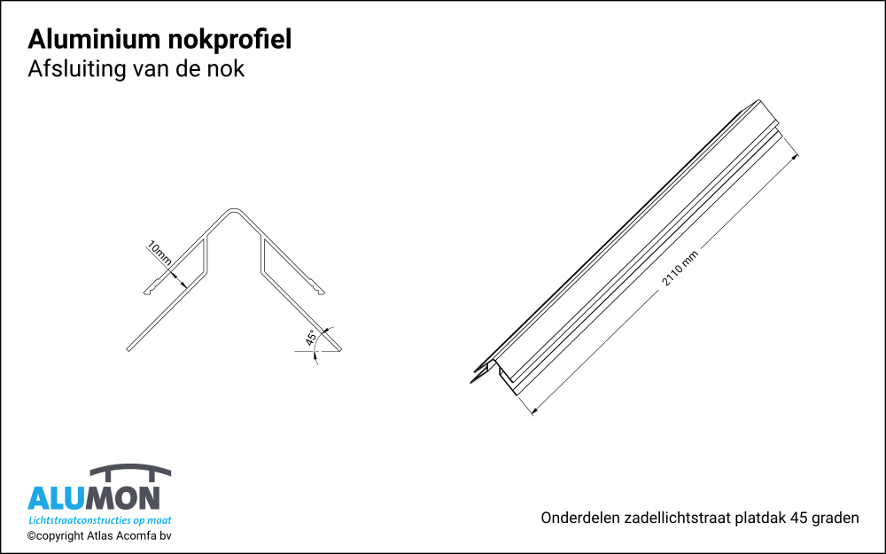 Alumon zadellichtstraat platdak nokprofiel 1