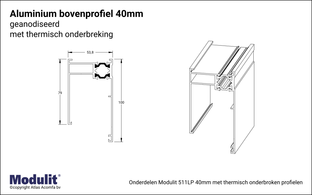 Modulit Bovenprofiel ISO 40mm