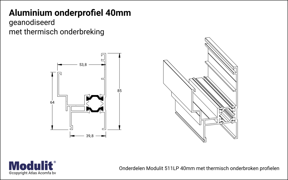 Modulit Onderprofiel ISO 40mm