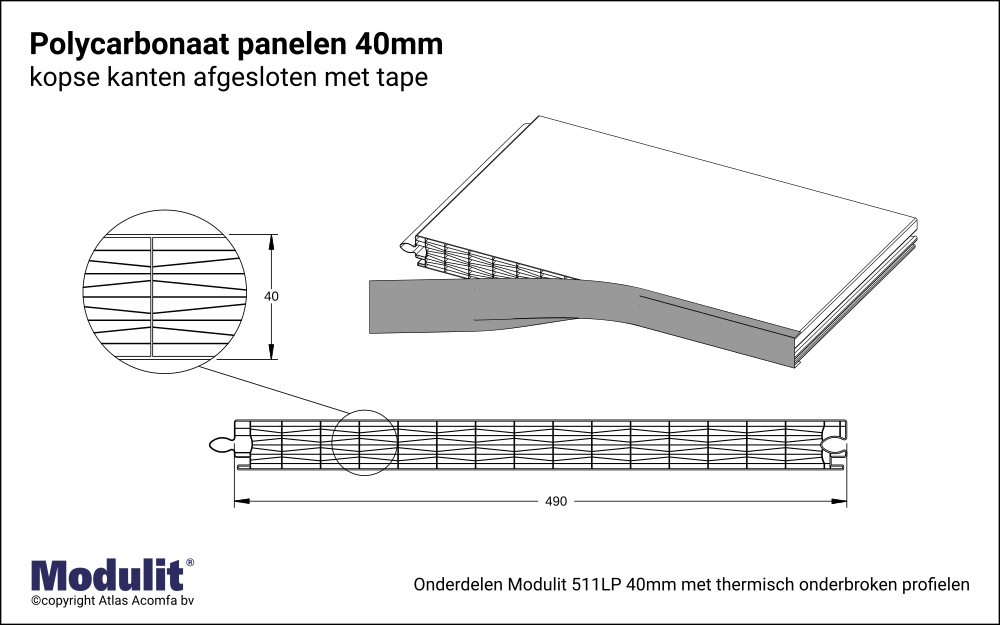 Modulit Polycarbonaat Panelen ISO 40mm