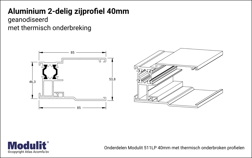 Modulit Zijprofiel ISO 40mm