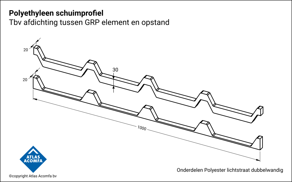 Polyester lichtstraat dubbelwandig schuimprofiel