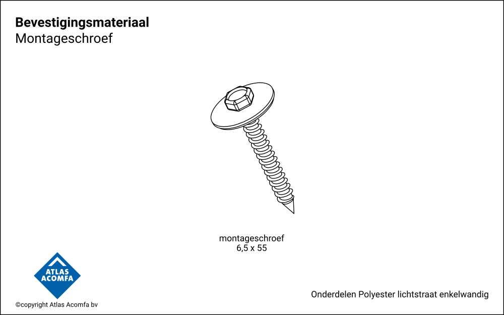 Polyester lichtstraat enkelwandig bevestigingsmateriaal