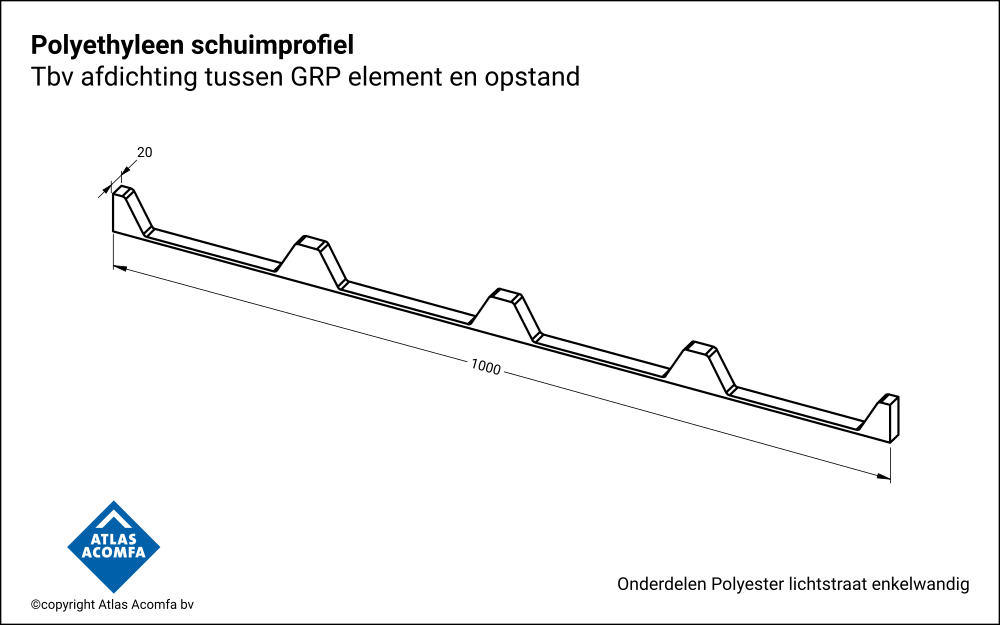 Polyester lichtstraat enkelwandig schuimprofiel